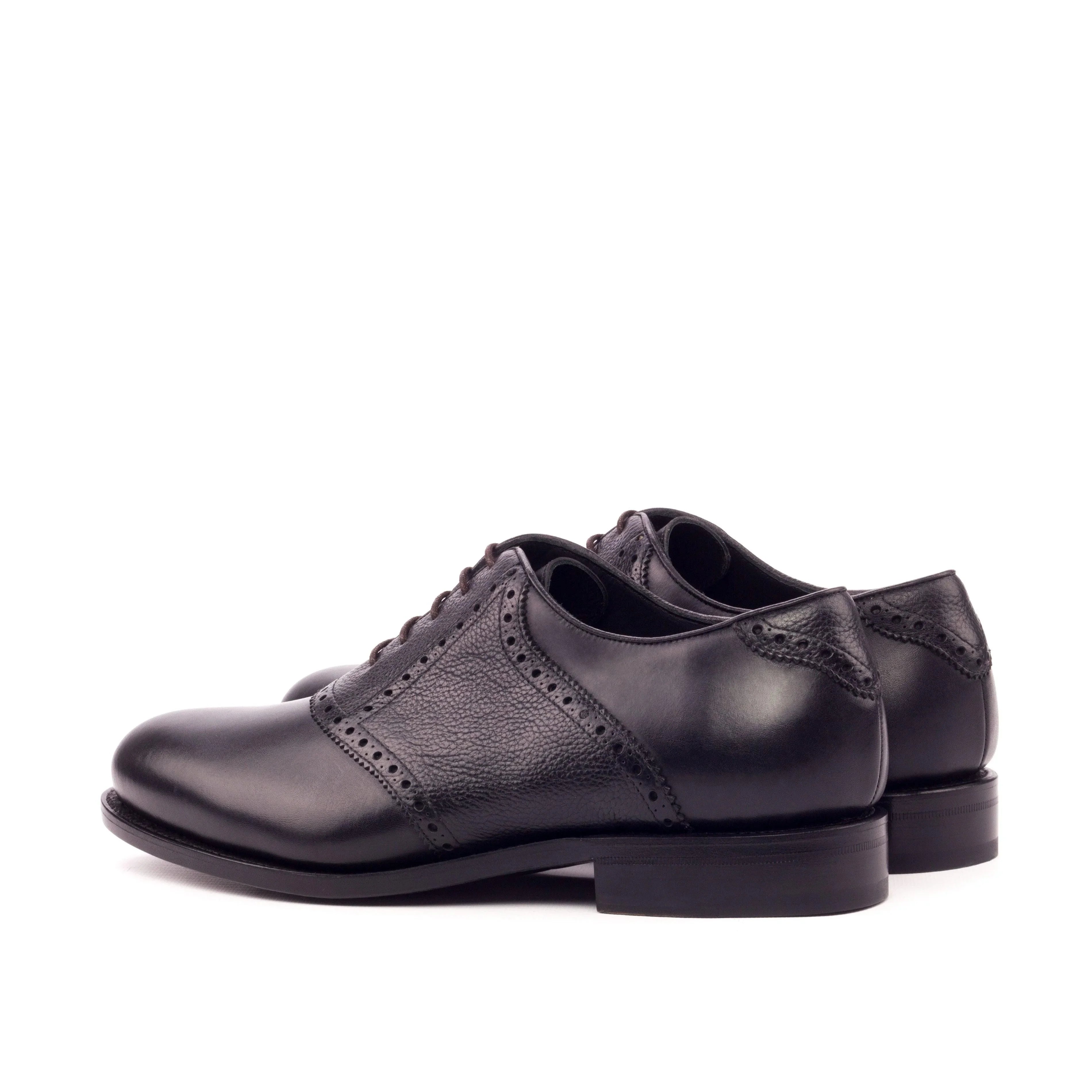 Black Leather Saddle Shoes - Saddle 
