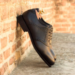Black Leather Saddle Shoes - Saddle 