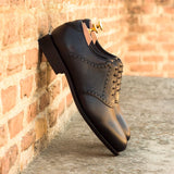 Black Leather Saddle Shoes - Saddle 