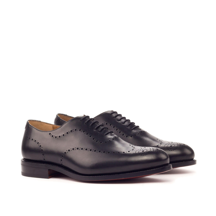 Black Leather Wholecut Shoes - Whole Cut 