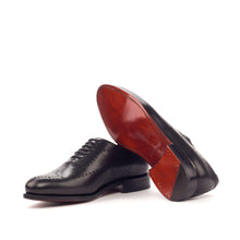Load image into Gallery viewer, Black Leather Wholecut Shoes - Whole Cut 
