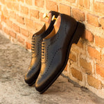 Black Leather Wholecut Shoes - Whole Cut 