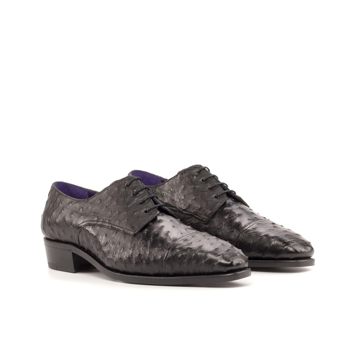 Black Ostrich Derby Shoes - Derby 