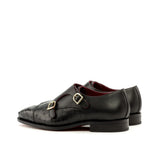 Black Ostrich Leather Double Monk - Double Monk 