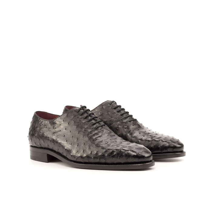 Black Ostrich Wholecut Shoes - Whole Cut 