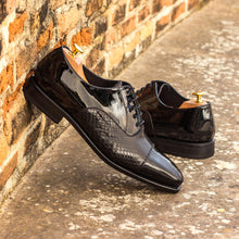 Load image into Gallery viewer, Black Patent &amp; Python Oxford Shoes - Oxford 
