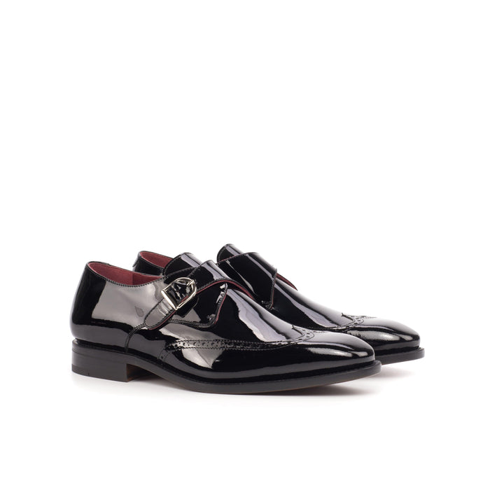 Black Patent Leather Single Monk Shoes - Single Monk 