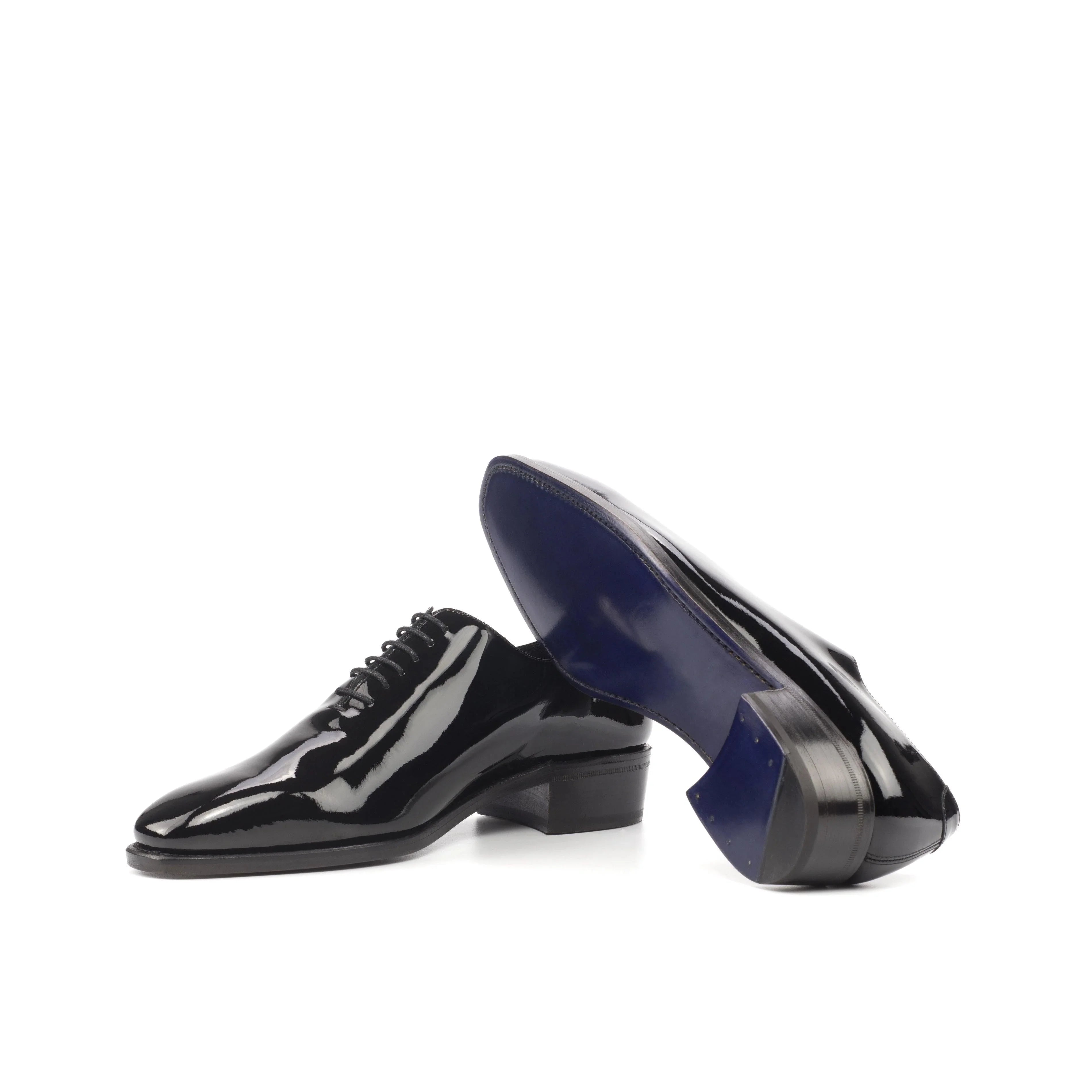 Black Patent Leather Wholecut Shoes - Whole Cut 