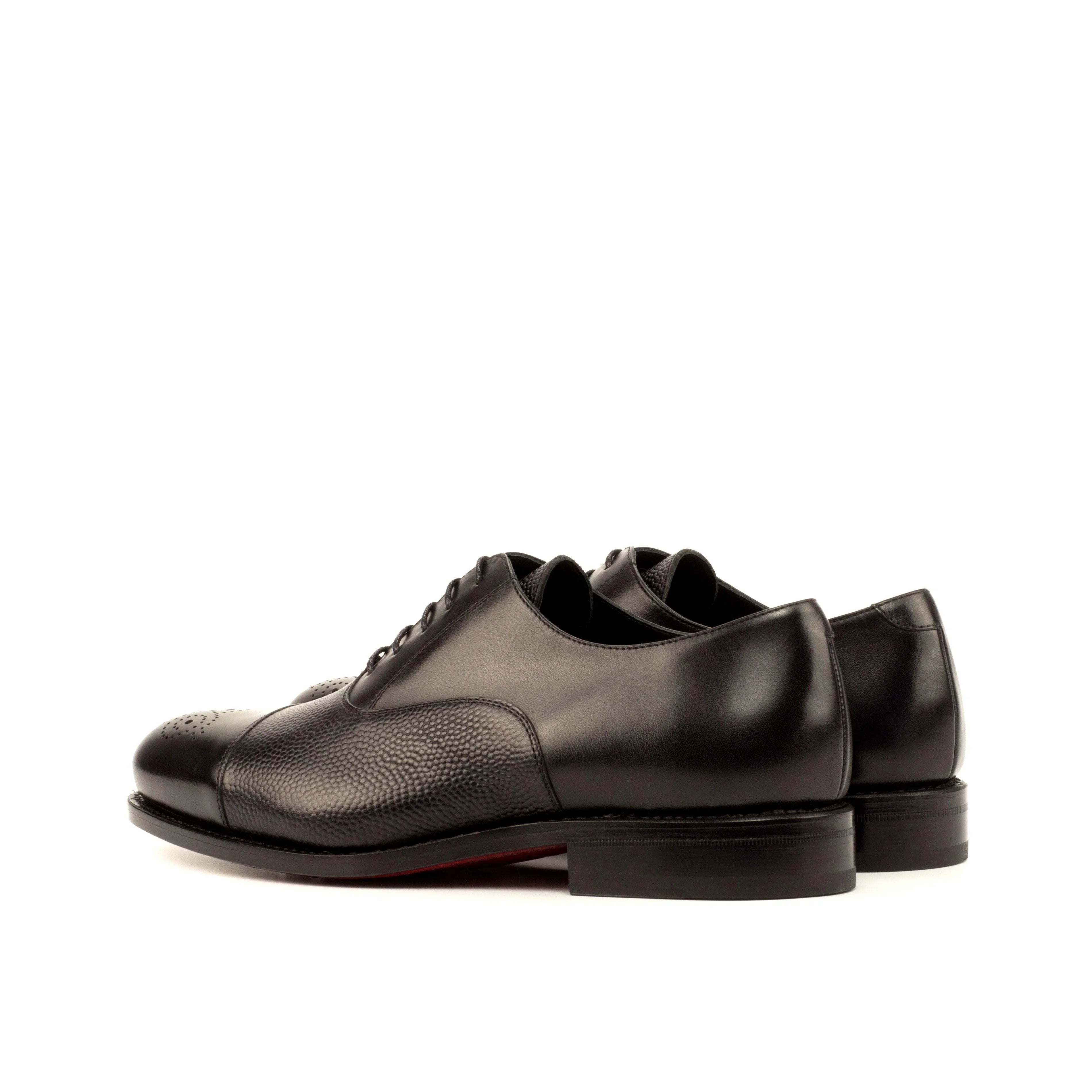 Black Punched Toe Oxford Shoes - Oxford 