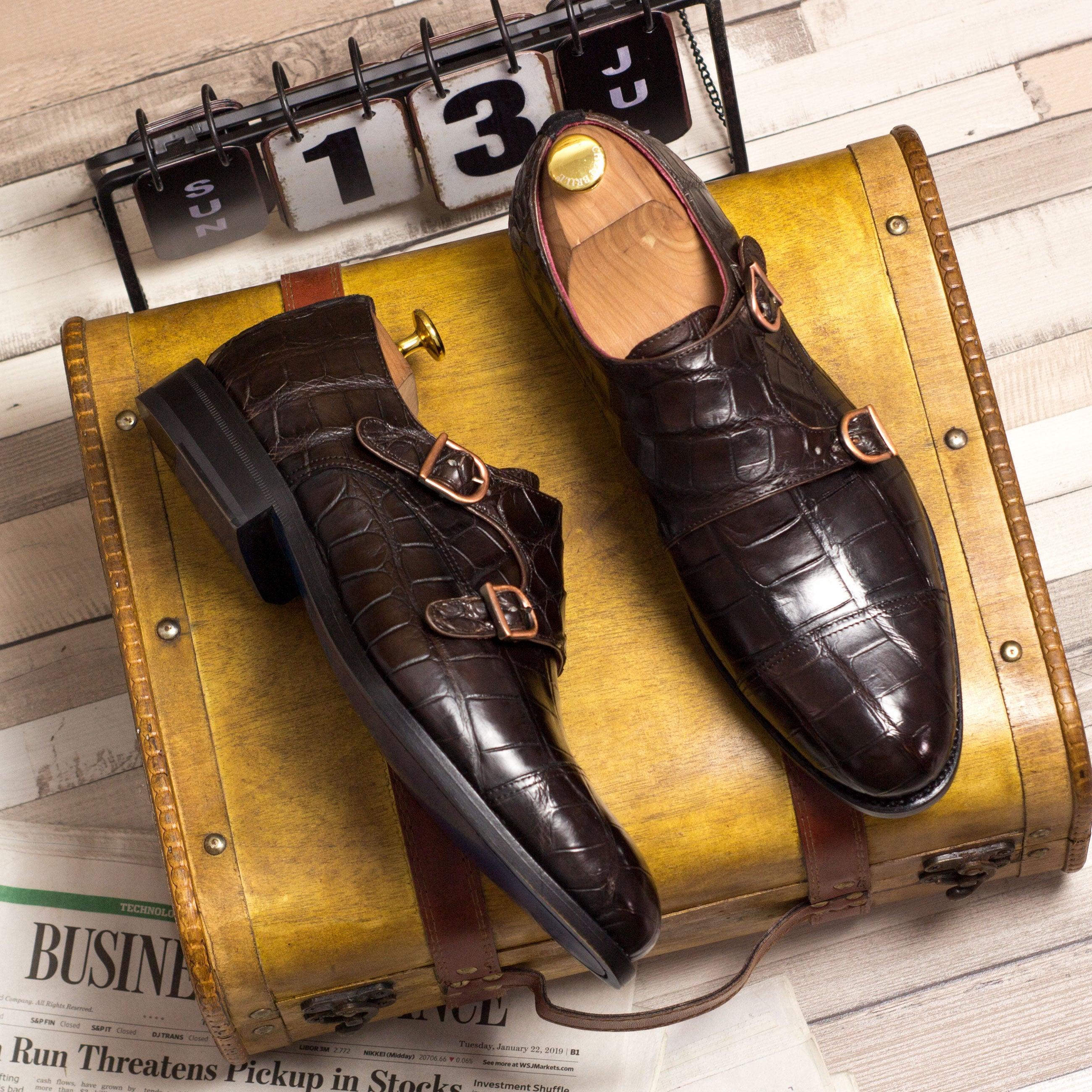 Brown Alligator Double Monk - Double Monk 