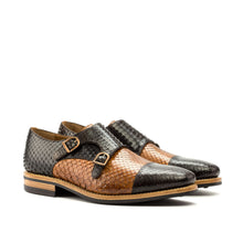 Load image into Gallery viewer, Brown &amp; Cognac Python Double Monk - Double Monk 
