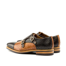 Load image into Gallery viewer, Brown &amp; Cognac Python Double Monk - Double Monk 
