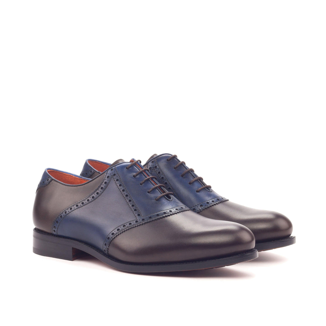 Brown & Navy Leather Saddle Shoes - Saddle 
