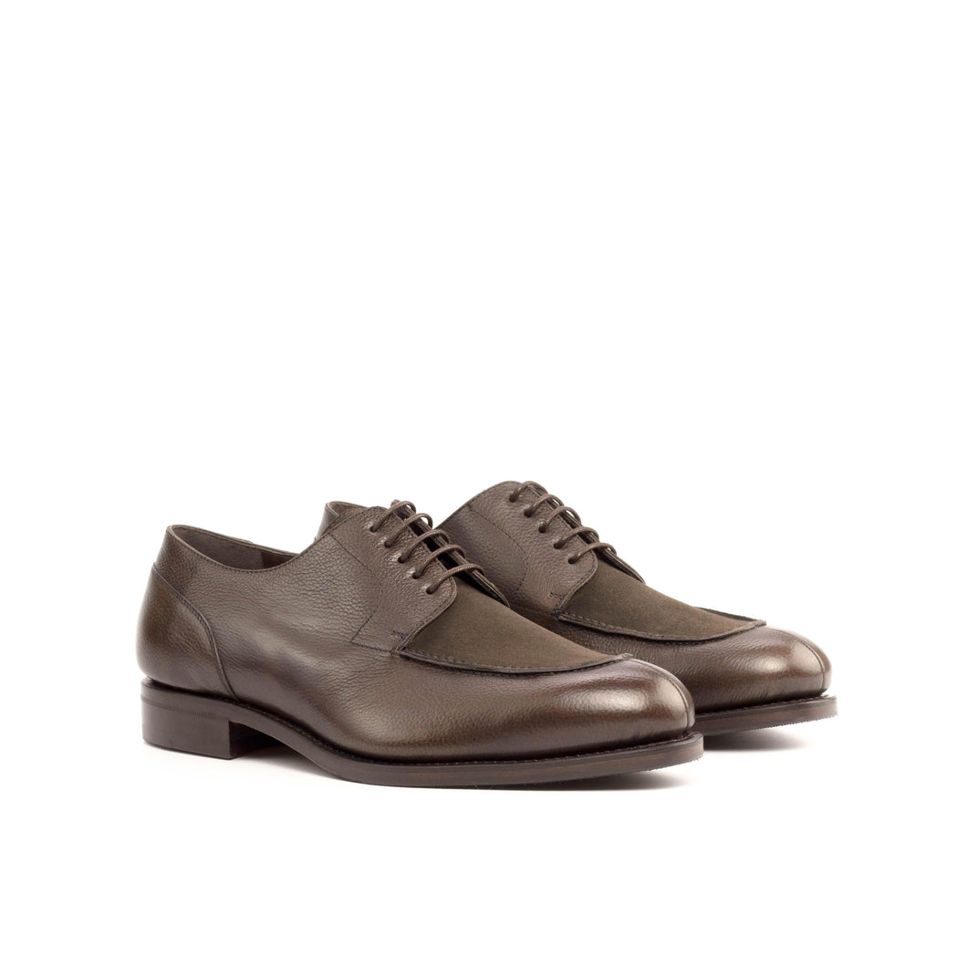 Brown Leather & Suede Split-Toe Derby Shoes - Derby 