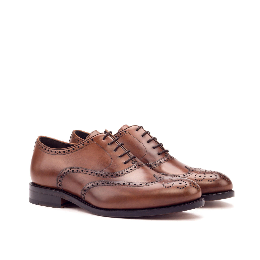 Brown Leather Brogue Shoes - Full Brogue 
