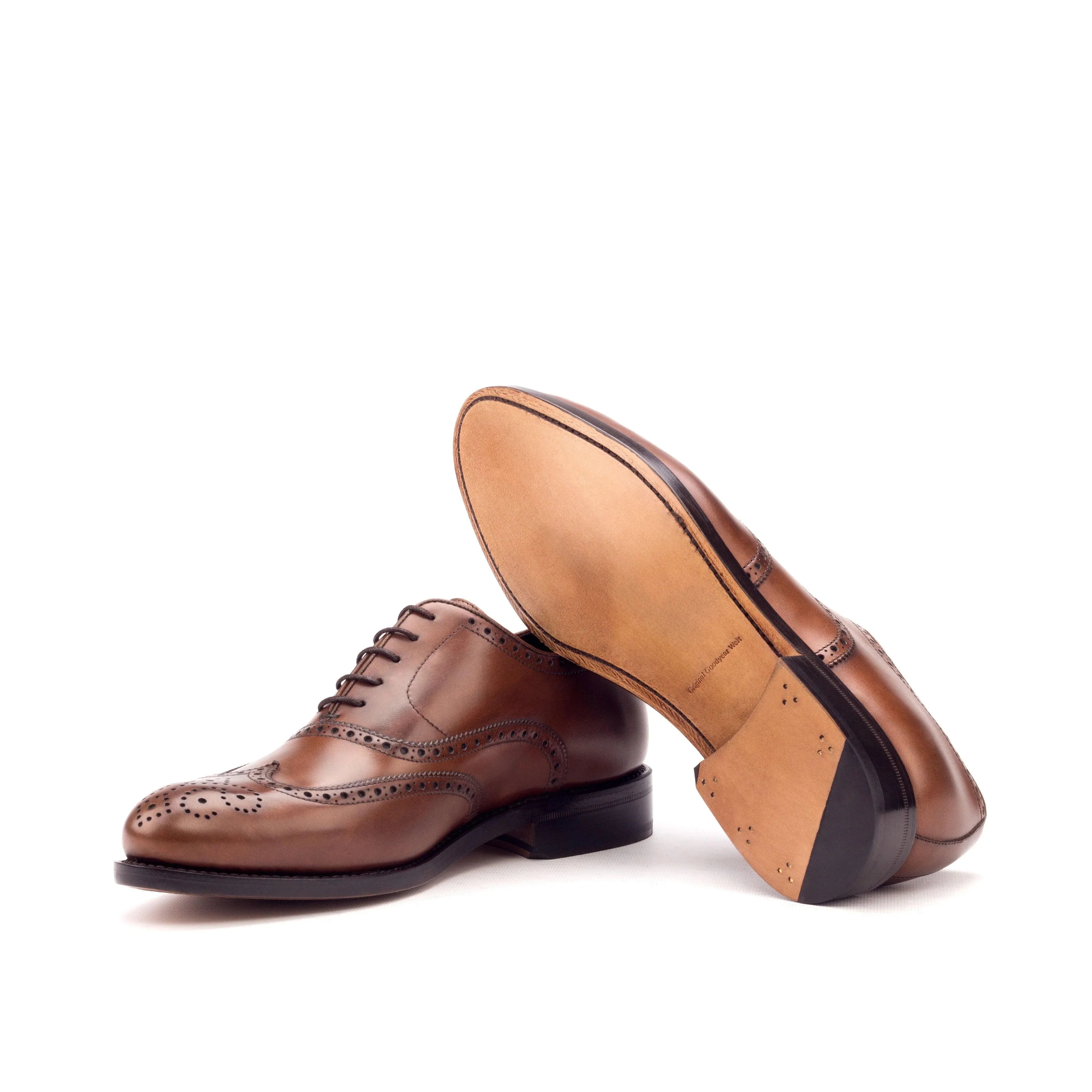 Brown Leather Brogue Shoes - Full Brogue 