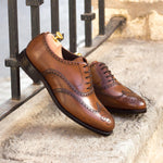 Brown Leather Brogue Shoes - Full Brogue 