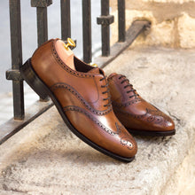 Load image into Gallery viewer, Brown Leather Brogue Shoes - Full Brogue 
