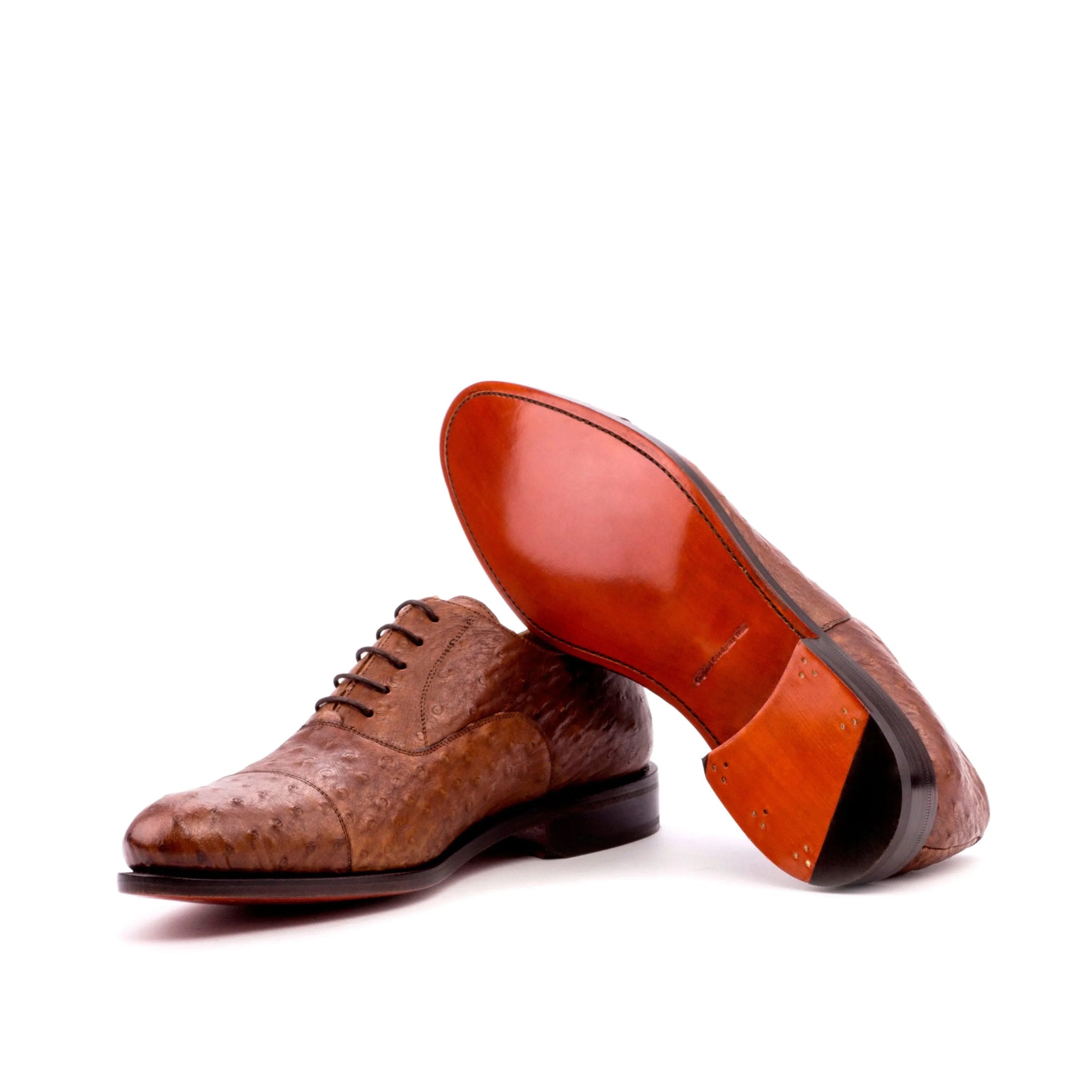 Brown Ostrich Oxford Shoes - Made To Order – ADORSI