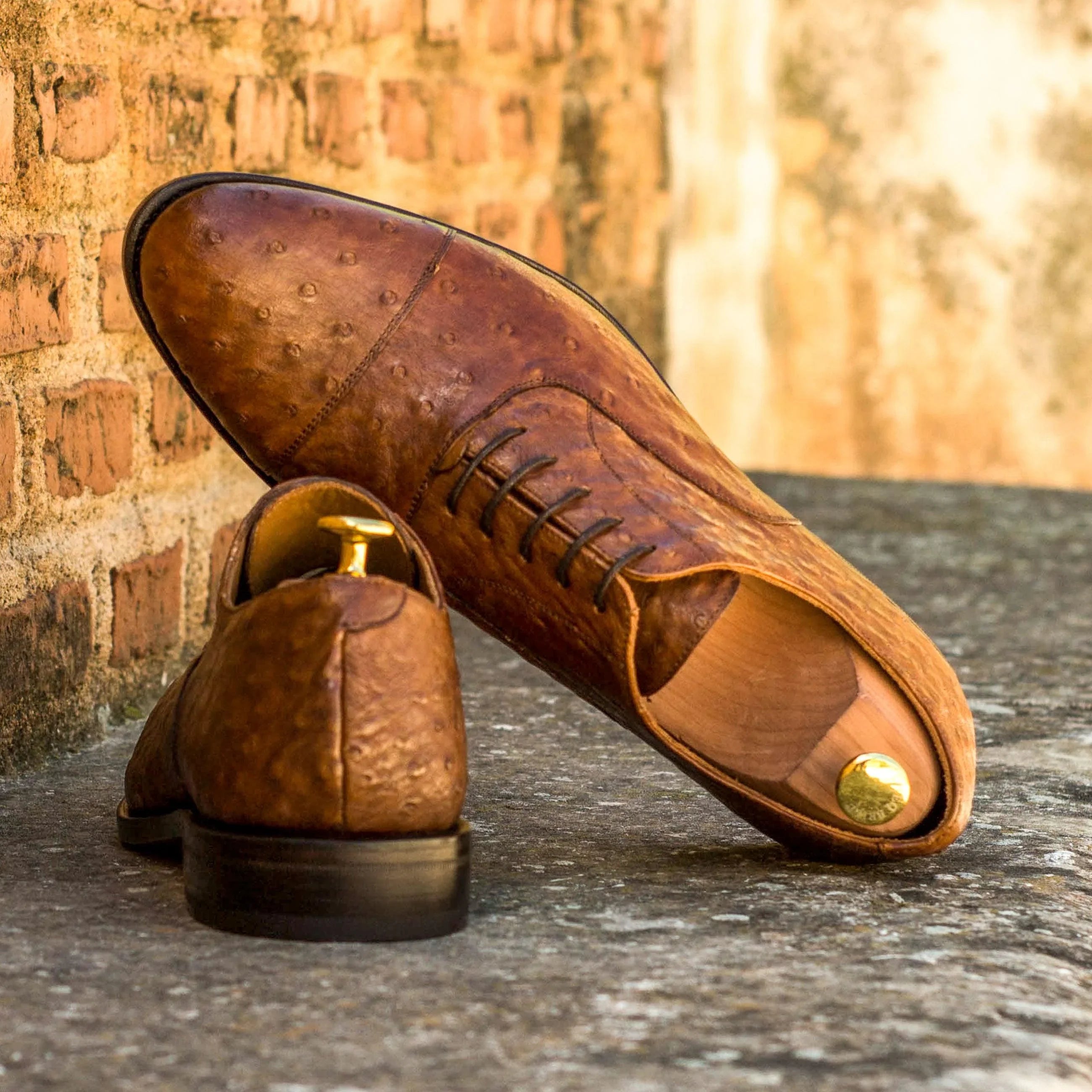 Brown Ostrich Oxford Shoes - Made To Order – ADORSI display picture 2