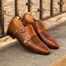 Load image into Gallery viewer, Brown Python Double-Monk Shoes - Double Monk 
