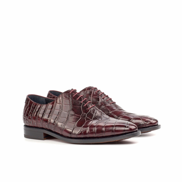 Burgundy Alligator Wholecut Shoes - Whole Cut 