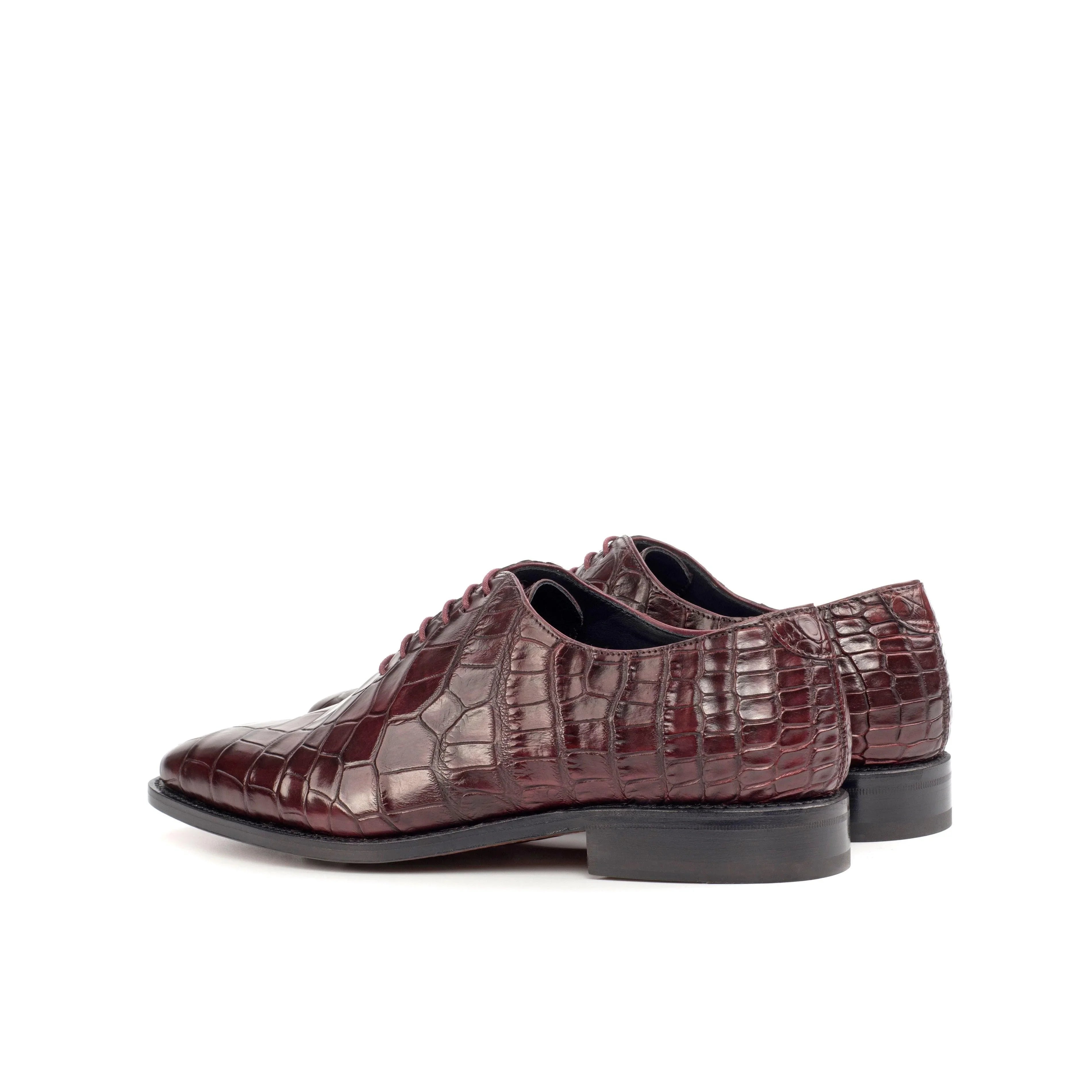Burgundy Alligator Wholecut Shoes - Whole Cut 
