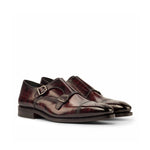 Burgundy Papiro Patina Leather Double Monk - Double Monk 