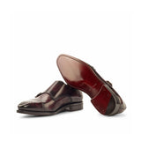 Burgundy Papiro Patina Leather Double Monk - Double Monk 