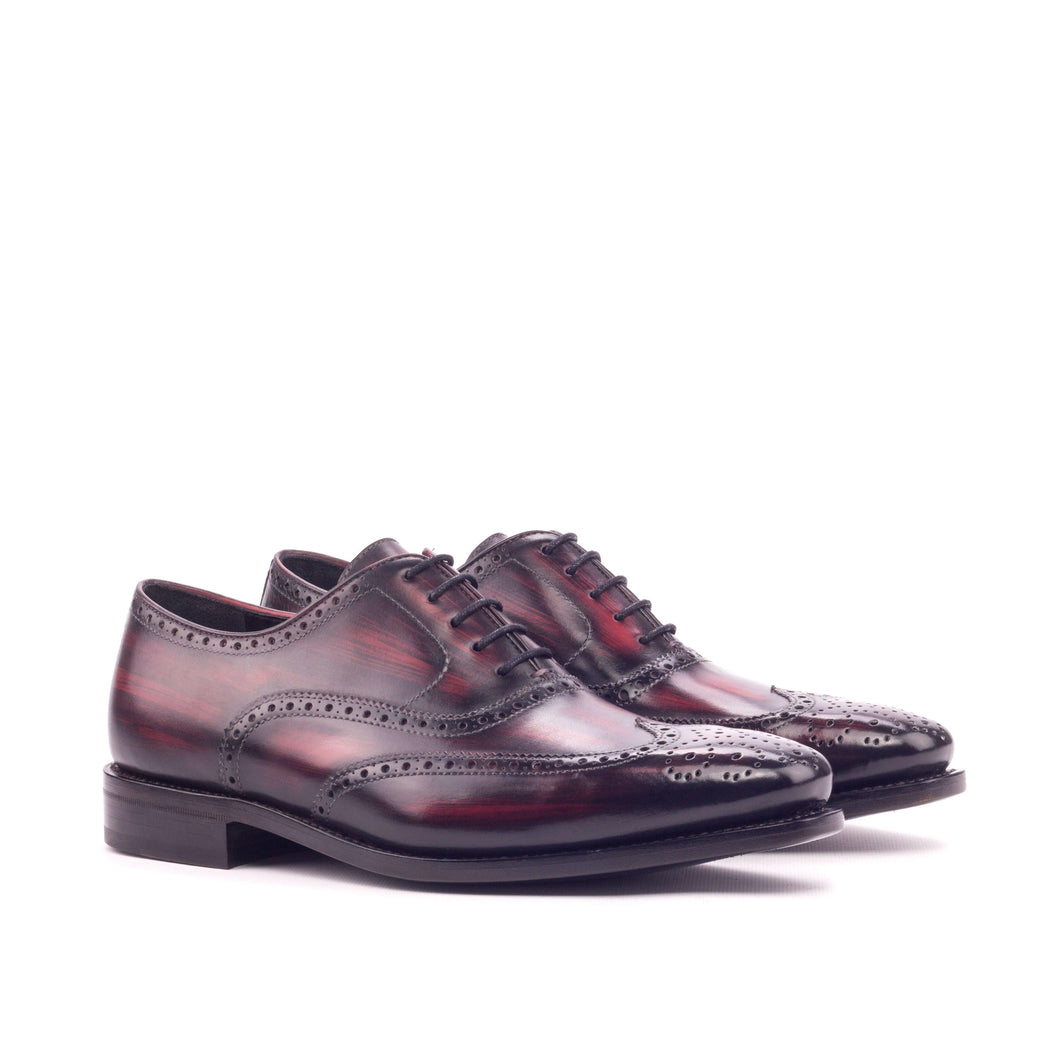 Burgundy Patina Leather Brogues - Full Brogue 