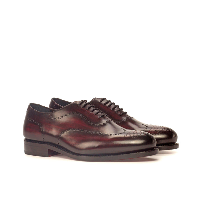 Burgundy Patina Leather Wholecut Shoes - Whole Cut 