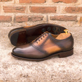 Burnished Brown Leather Saddle Shoes - Saddle 