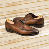 Burnished Brown Leather Split-Toe Derby Shoes - Derby 