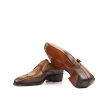 Load image into Gallery viewer, Burnished Cognac Leather Single Monk Shoes - Single Monk 
