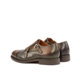 Burnished Grey & Brown Leather Double-Monk Shoes - Double Monk 
