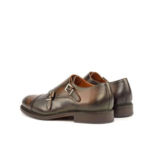 Load image into Gallery viewer, Burnished Grey &amp; Brown Leather Double-Monk Shoes - Double Monk 
