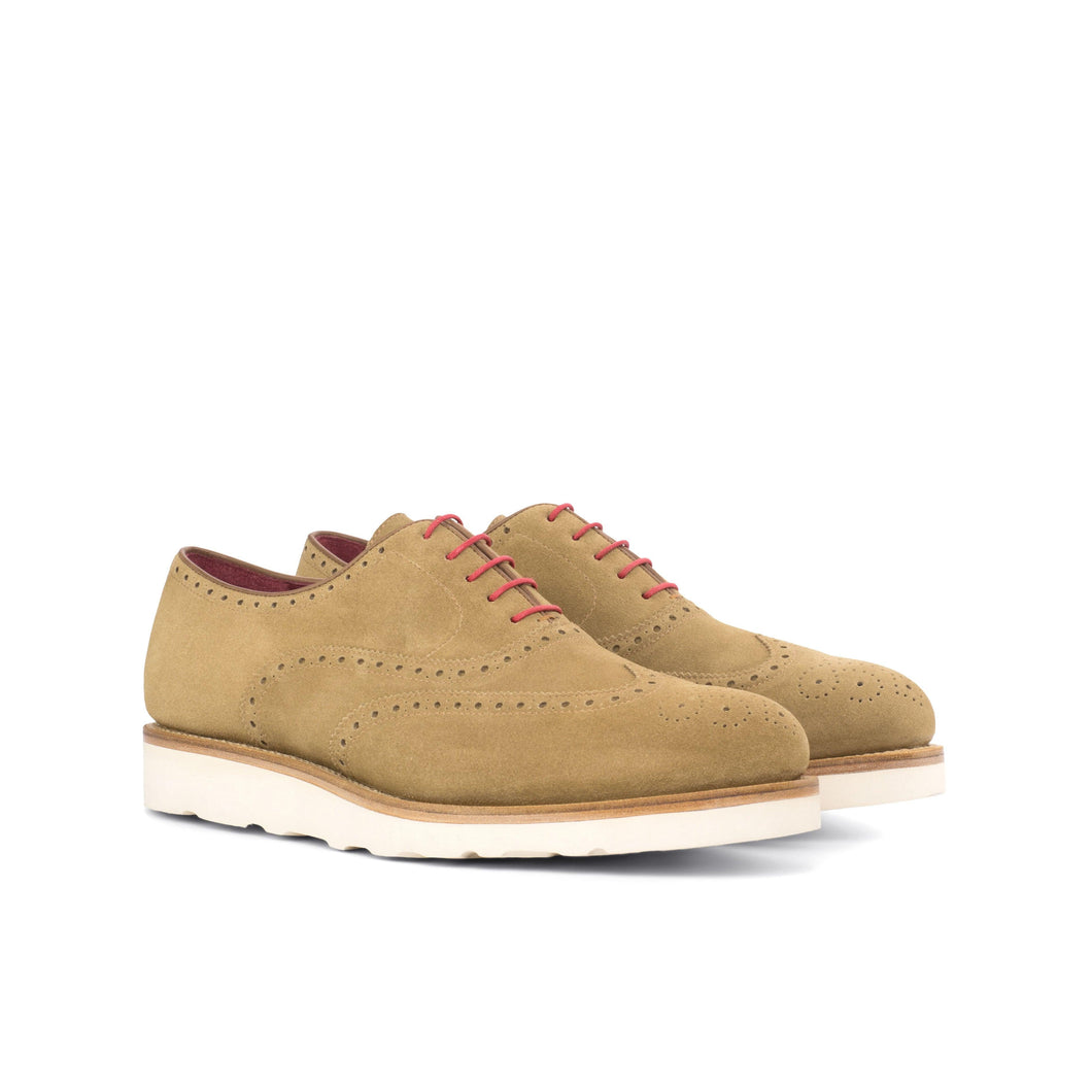 Casual Beige Suede Brogues - Full Brogue 