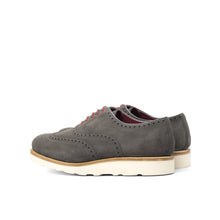 Load image into Gallery viewer, Casual Brogue Shoes Grey Suede - Full Brogue 
