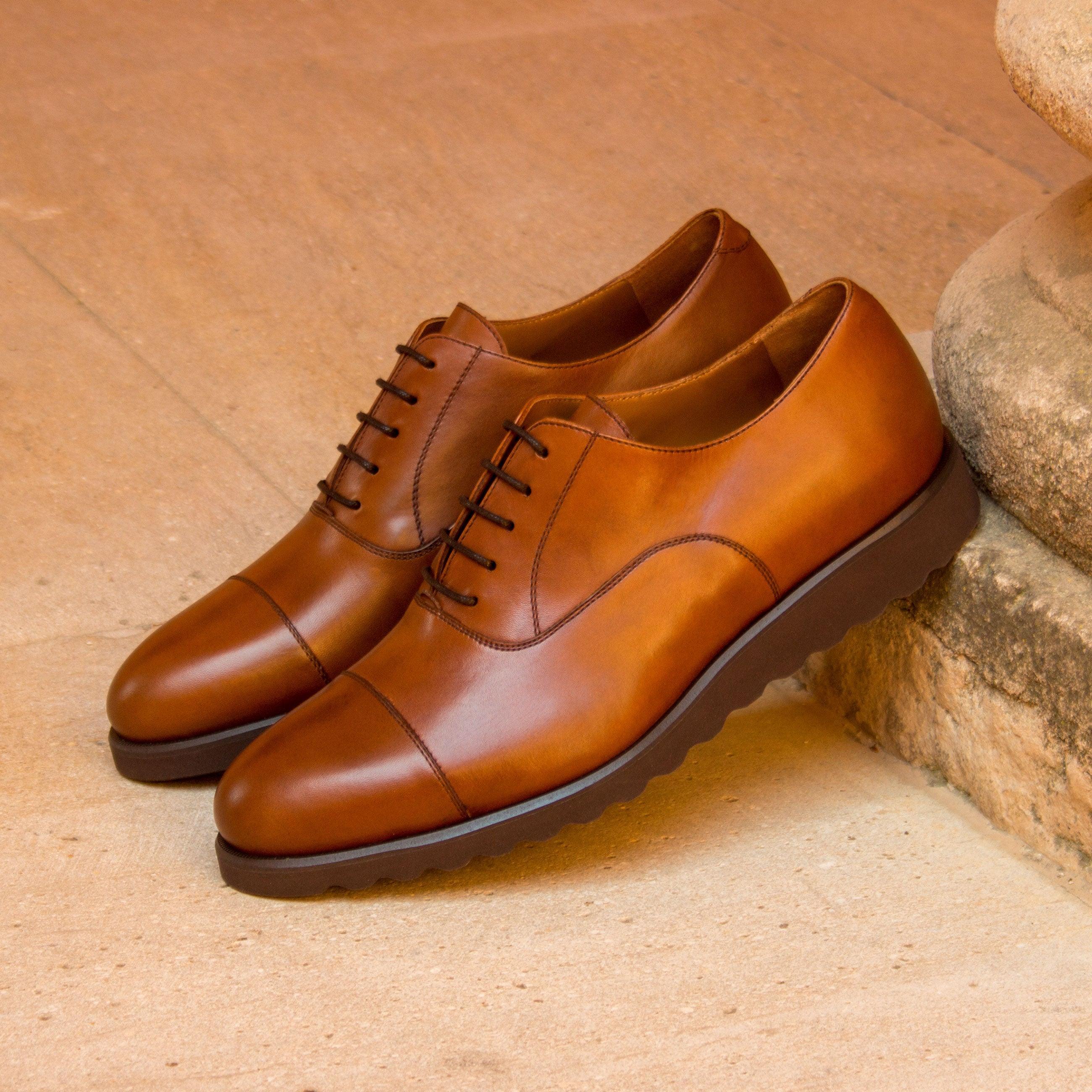 Casual Brown Leather Oxford Shoes - Oxford 