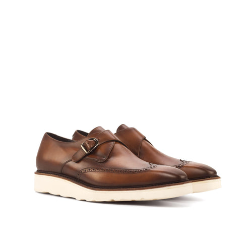 Casual Burnished Brown Single Monk Shoes - Single Monk 