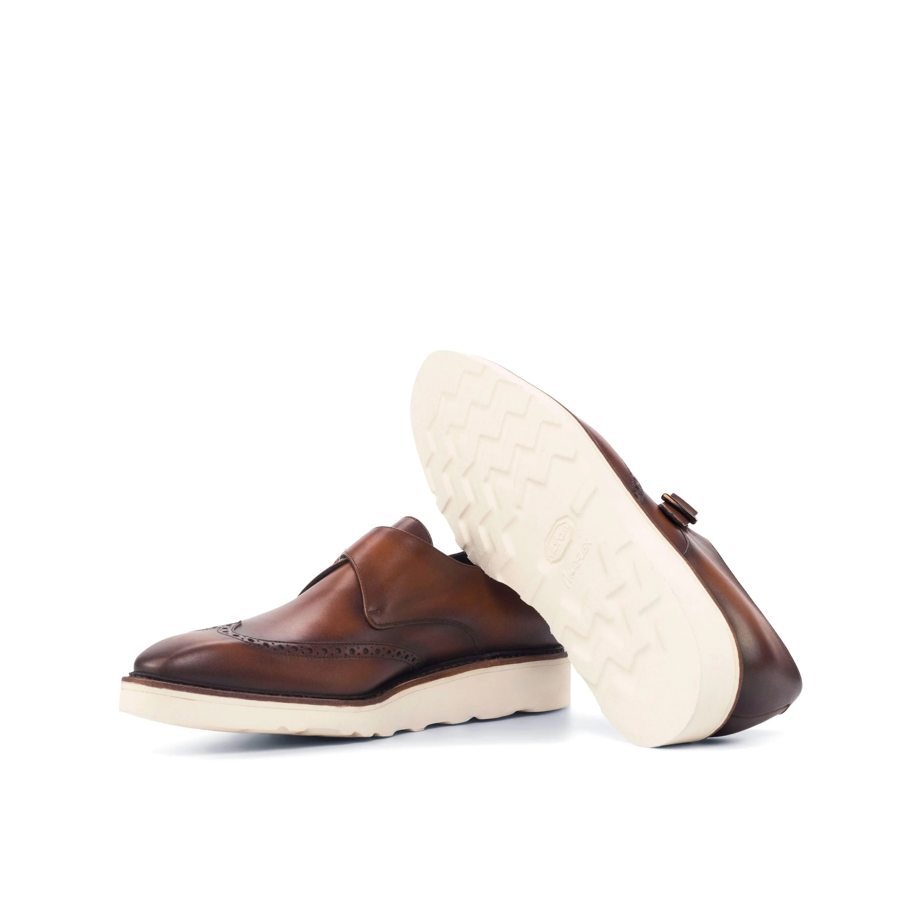 Casual Burnished Brown Single Monk Shoes - Single Monk 