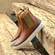 Load image into Gallery viewer, Medium Brown Calf Chelsea Sneaker Boots
