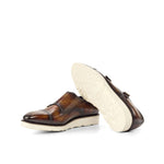 Casual Museum Patina Leather Double Monk Shoes - Double Monk 