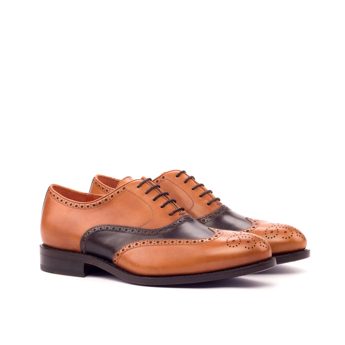 Cognac & Dark Brown Painted Calf Brogue - Full Brogue 