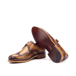 Cognac Patina Leather Single Monk Shoes - Single Monk 