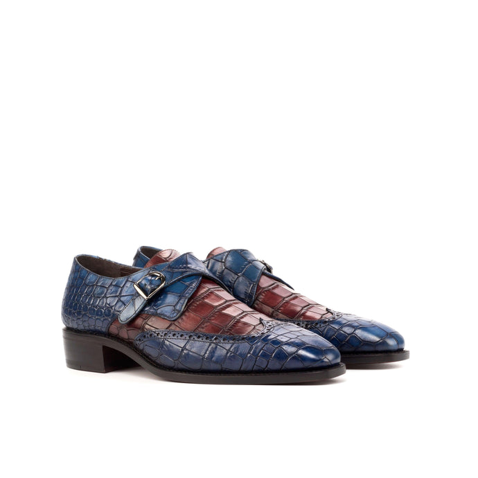 Croco Leather Single Monk Shoes - Single Monk 