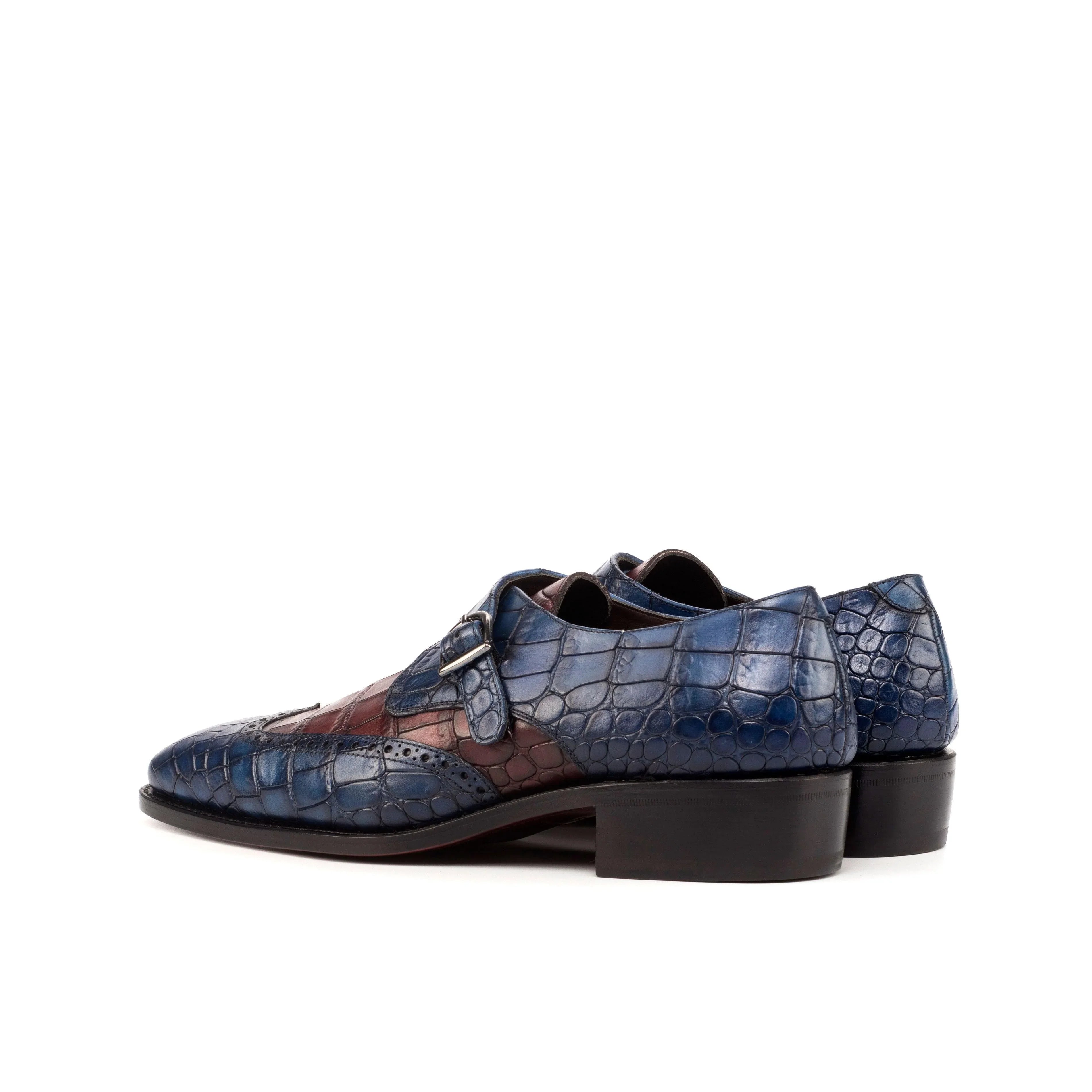 Croco Leather Single Monk Shoes - Single Monk 