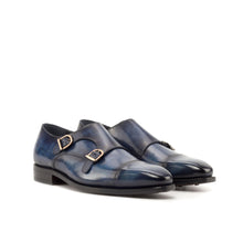 Load image into Gallery viewer, Dark Blue Patina Leather Double Monk Shoes - Double Monk 
