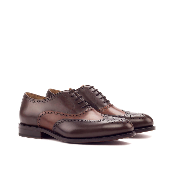 Dark Brown & Cognac Calf Leather Brogue - Full Brogue 