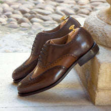Load image into Gallery viewer, Dark Brown &amp; Cognac Calf Leather Brogue - Full Brogue 
